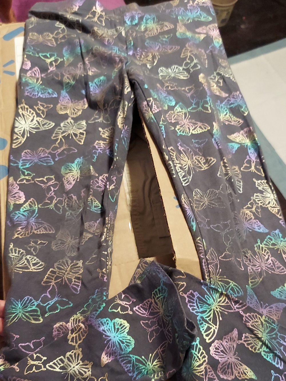 Girls' Black Butterfly Print Leggings - Brand